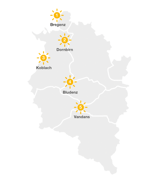 Sonnenstromaktie Karte Vorarlberg