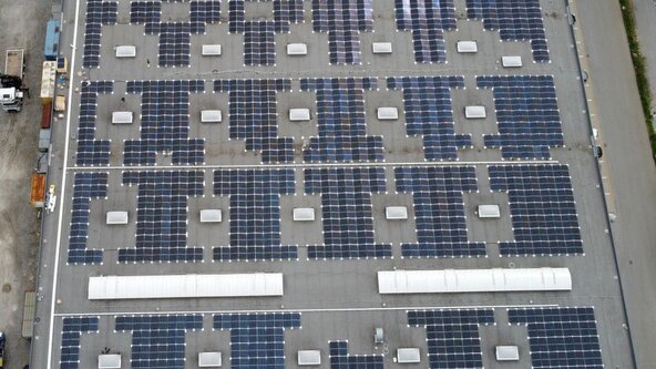 PV Anlage Arcotec Frastanz von oben fotografiert