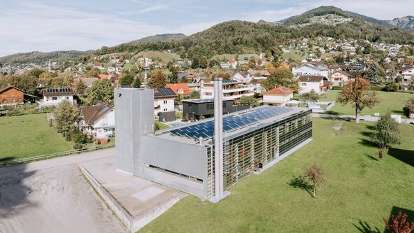Drohnenaufnahme von Heizwerk Sulz