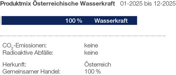 Darstellung Produktmix Wasserkraft